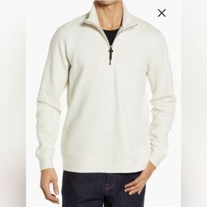 Billy Reid Quilted Half Zip Knit EUC Tinted White Size Medium
